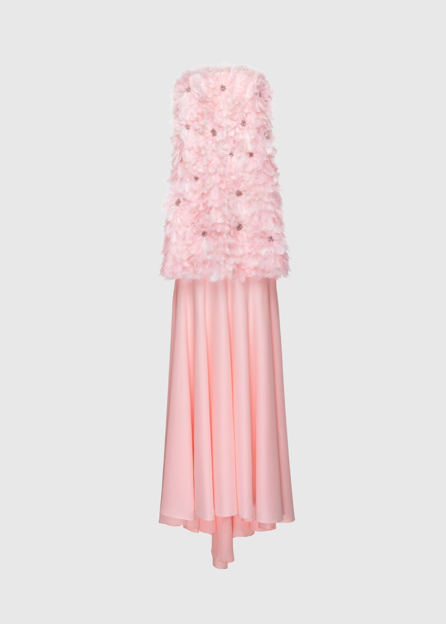 Feathered bustier gown