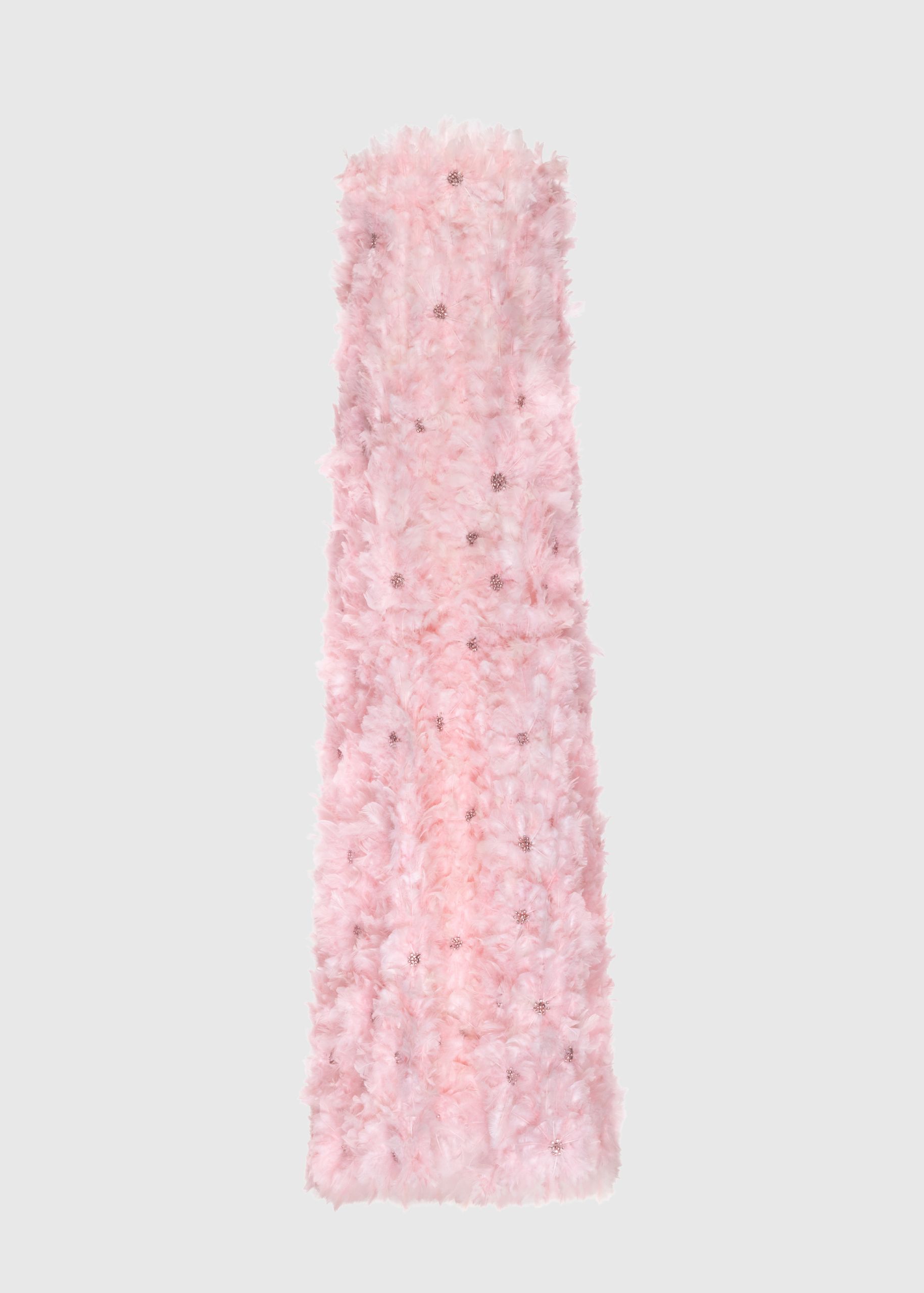 Feathered column gown