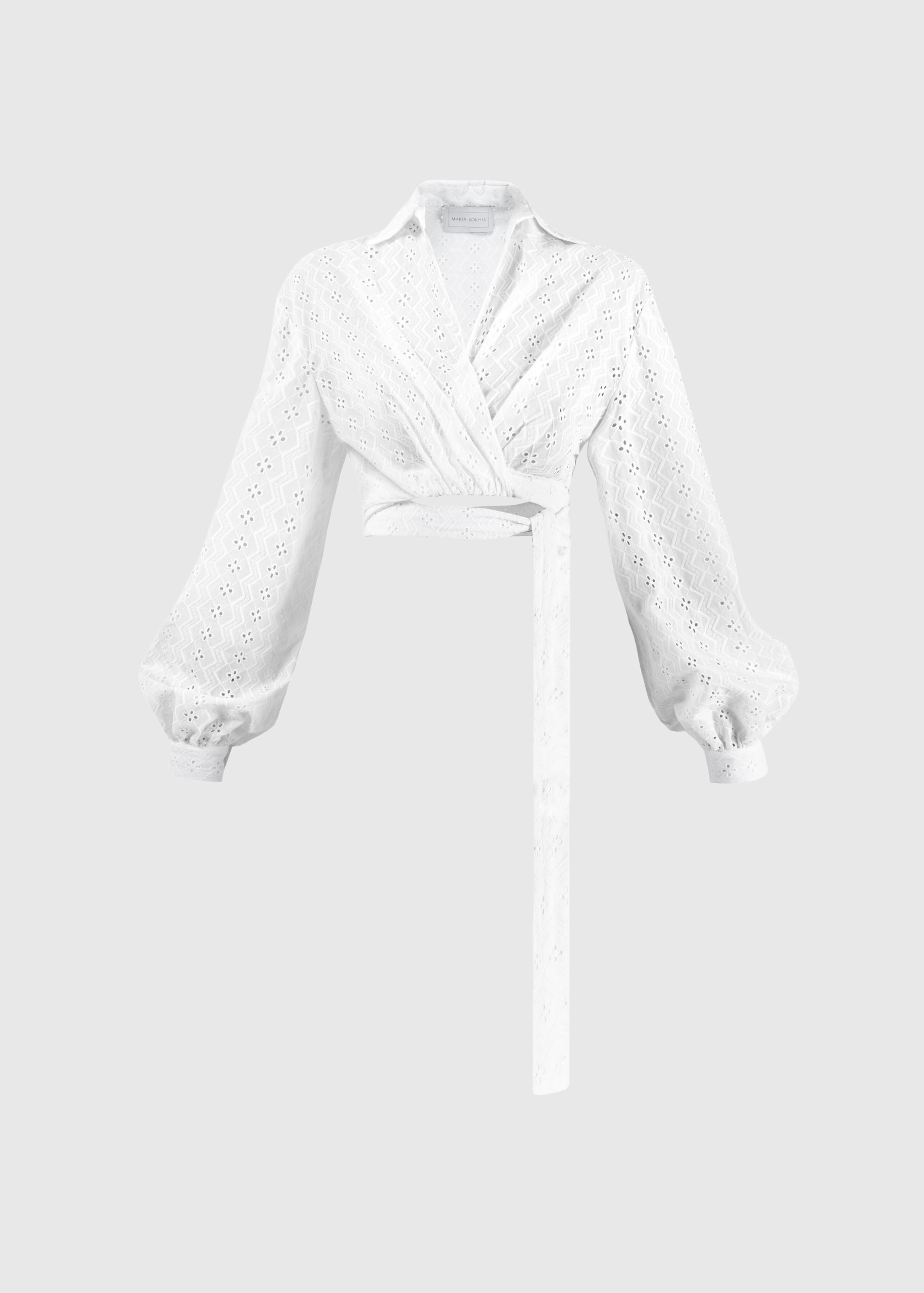 Eyelet wrap blouse