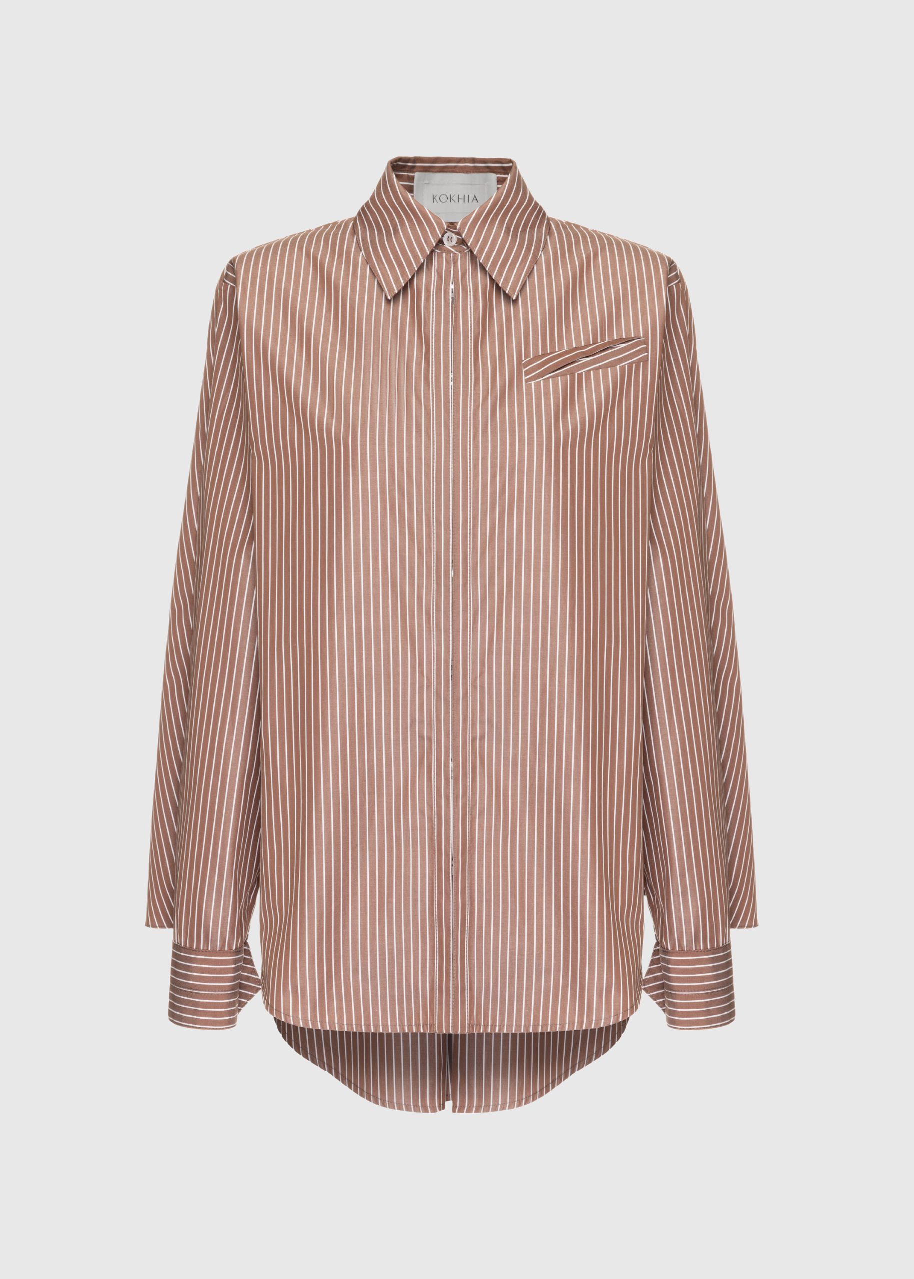Striped poplin shirt