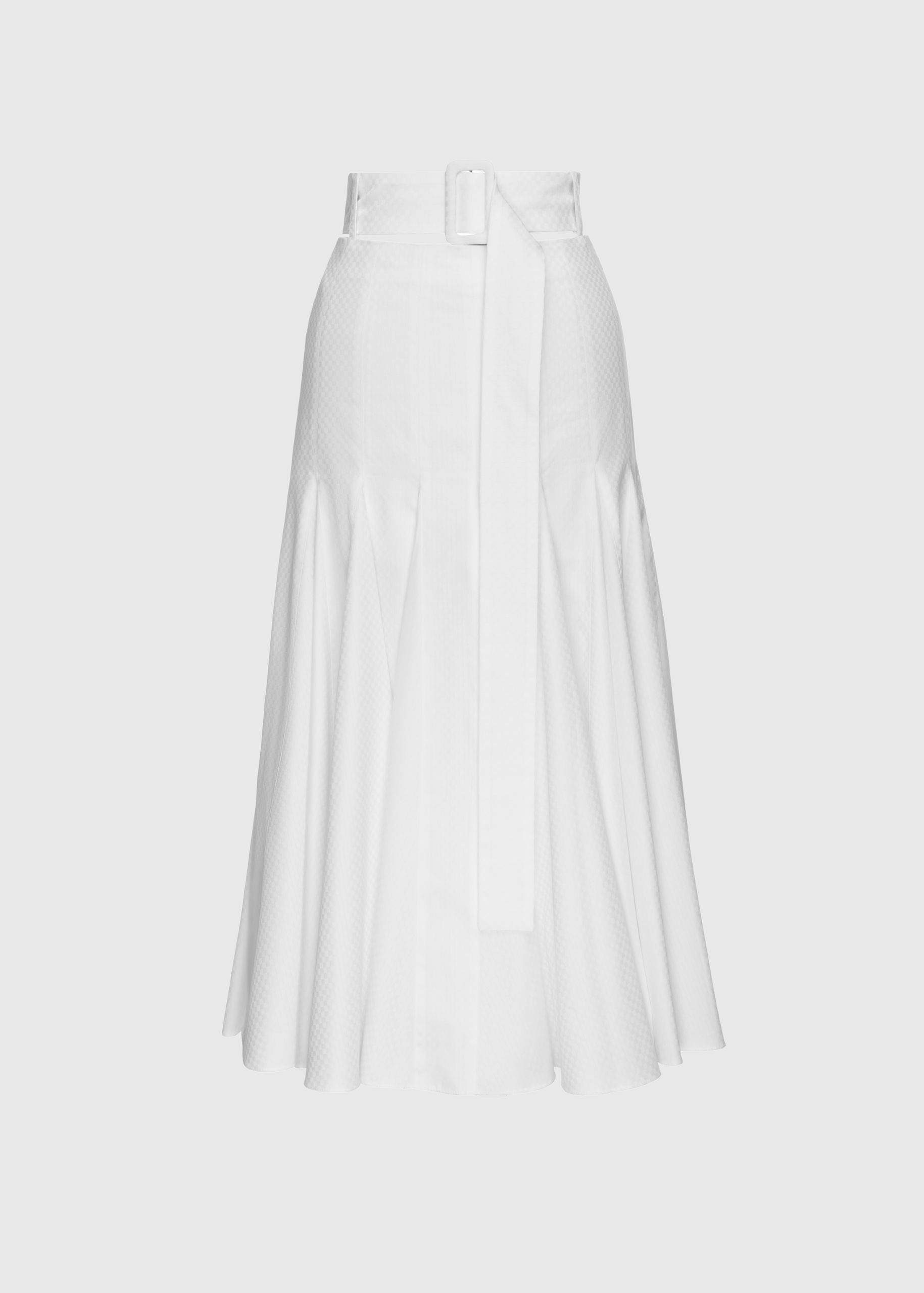 Belted poplin skirt