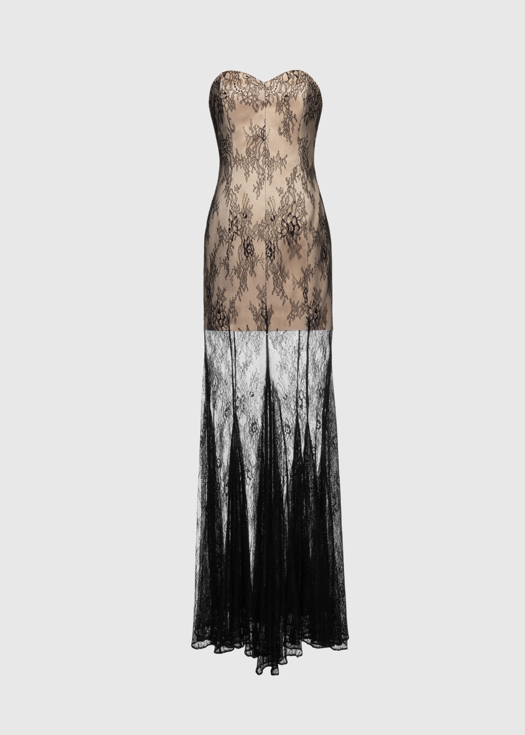 Strapless lace gown
